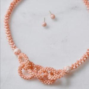 Vintage Coral Beaded Necklace Set